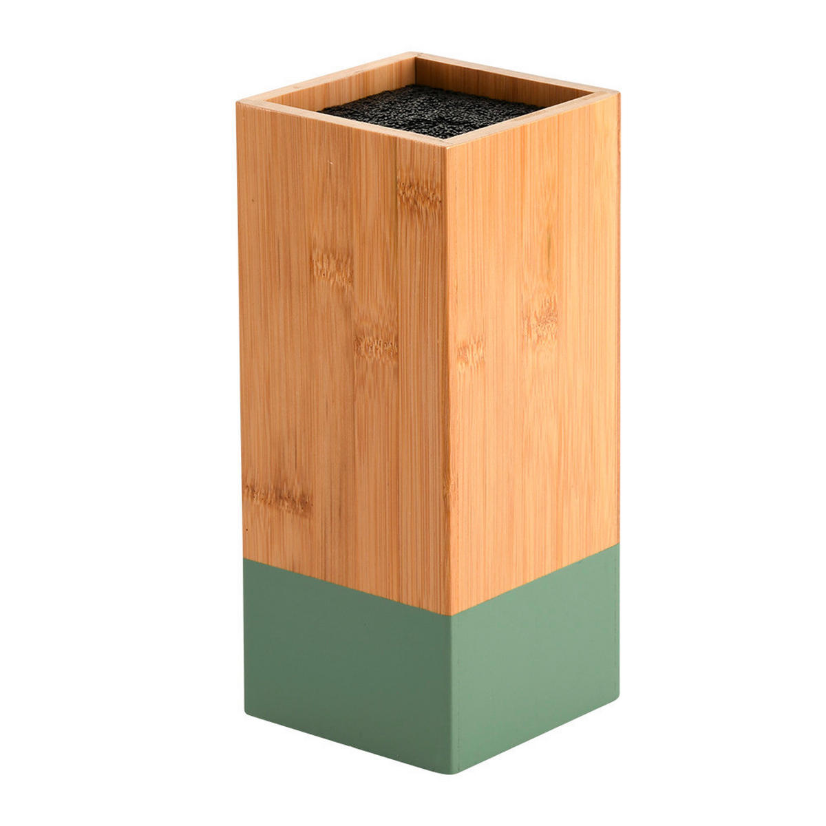 BLOK ZA NOŽEVE   - žalfijazelena/svetlobraon, Osnovno, drvo/plastika (10/10/23cm) - Kesper
