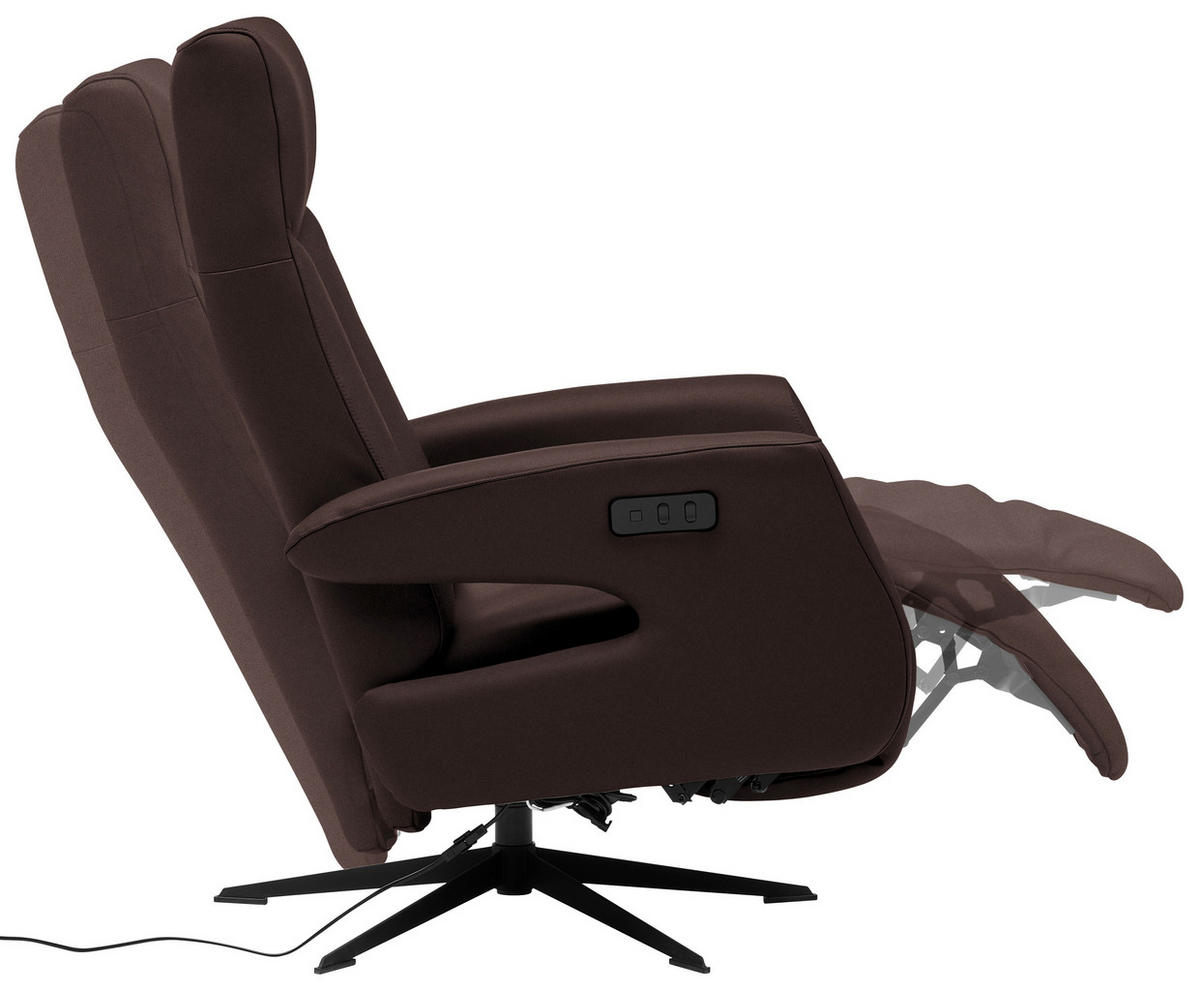 RELAXSESSEL in Leder Dunkelbraun  - Dunkelbraun/Schwarz, Design, Leder/Metall (74/105/82cm) - Welnova