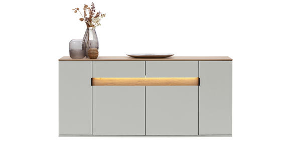 SIDEBOARD Asteiche furniert Eichefarben, Hellgrau Beleuchtung, Einlegeböden  - Eichefarben/Hellgrau, MODERN, Holz/Holzwerkstoff (180,6/82/42cm) - Dieter Knoll