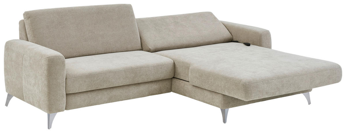 ECKSOFA  Chenille Beige  - Chromfarben/Beige, Design, Textil/Metall (167/222cm) - Beldomo Comfort