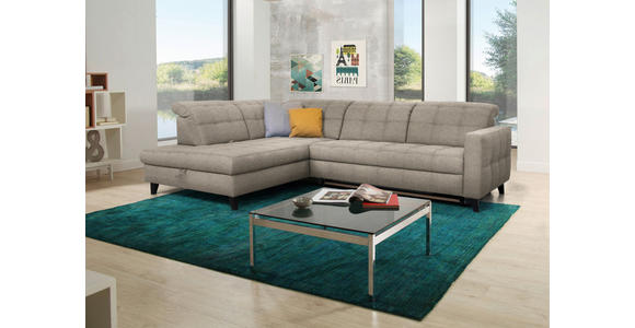 ECKSOFA in Webstoff Beige 216/297 cm - Beige/Schwarz, Design, Holz/Textil (216/297cm) - Xora