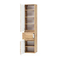 HOCHSCHRANK 40/180/35 cm - Eiche Wotan/Silberfarben, Natur, Holzwerkstoff/Kunststoff (40/180/35cm) - Xora