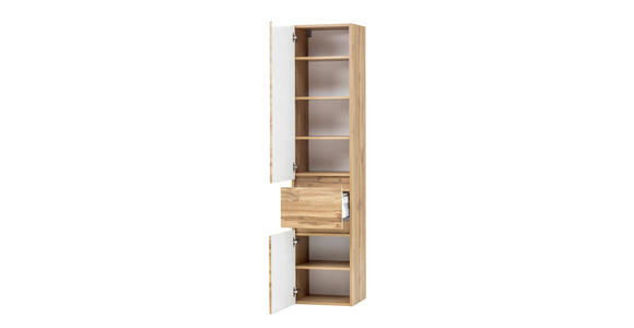 HOCHSCHRANK 40/180/35 cm - Eiche Wotan/Silberfarben, Natur, Holzwerkstoff/Kunststoff (40/180/35cm) - Xora