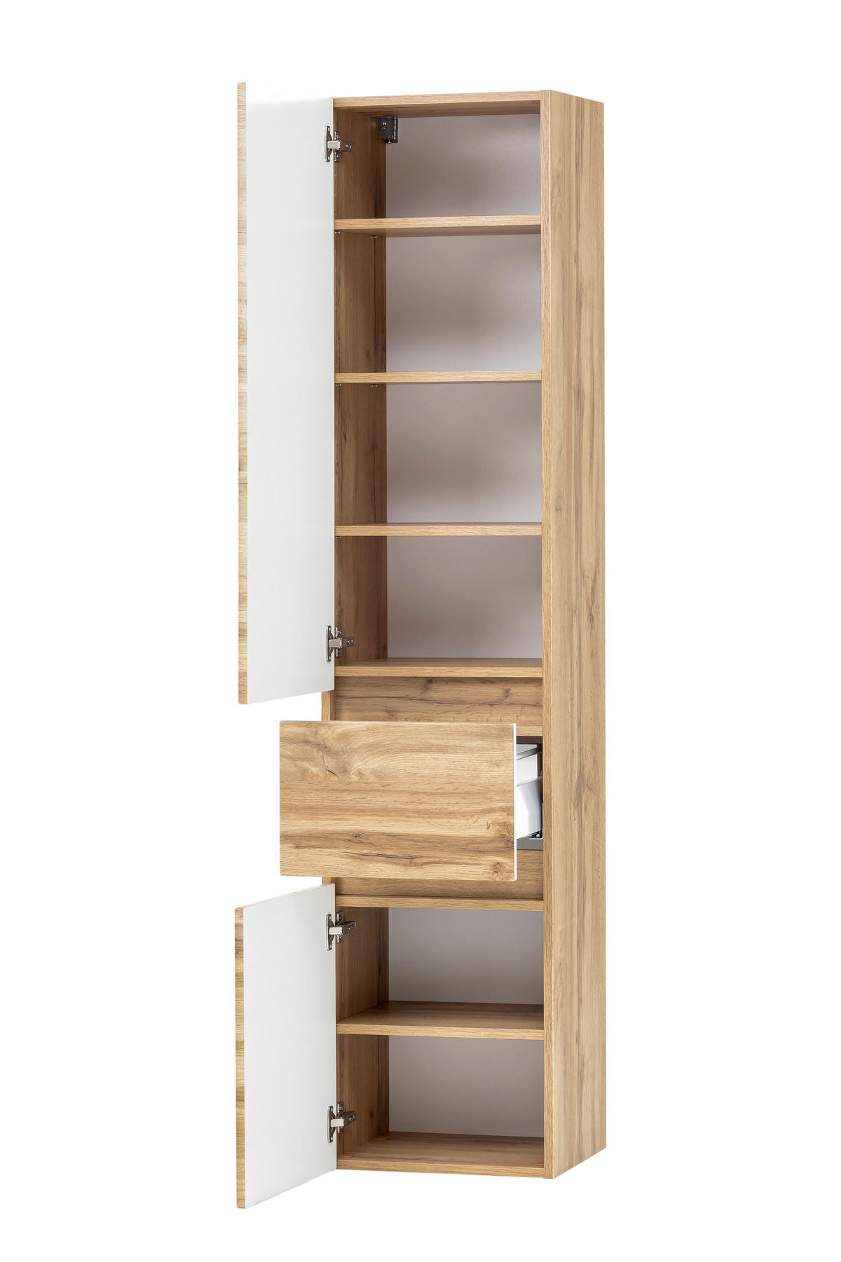 HOCHSCHRANK 40/180/35 cm  - Eiche Wotan/Silberfarben, Natur, Holzwerkstoff/Kunststoff (40/180/35cm) - Xora
