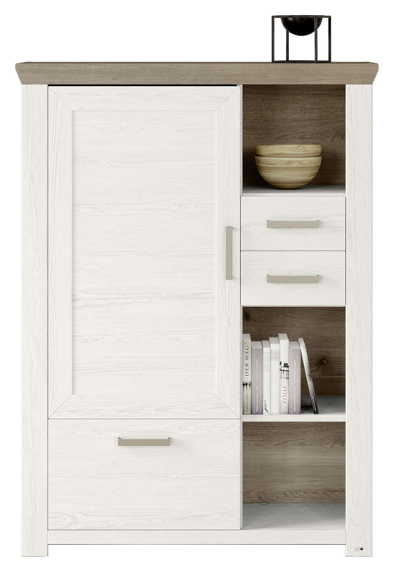HIGHBOARD  in 104,5/142,6/42,2 cm  - Eichefarben/Weiß, Design, Holzwerkstoff/Metall (104,5/142,6/42,2cm) - SetOne by Musterring