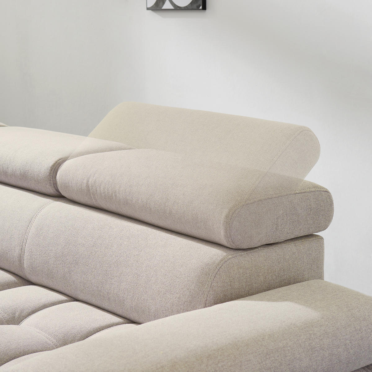 ECKSOFA in Webstoff Beige  - Beige/Schwarz, Design, Textil/Metall (263/223cm) - Welnova