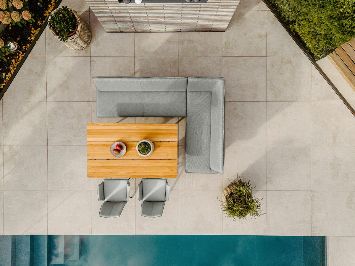 GARTENTISCH 180/95/76 cm Holz Teakfarben rechteckig  - Anthrazit/Teakfarben, Design, Holz/Metall (180/95/76cm)