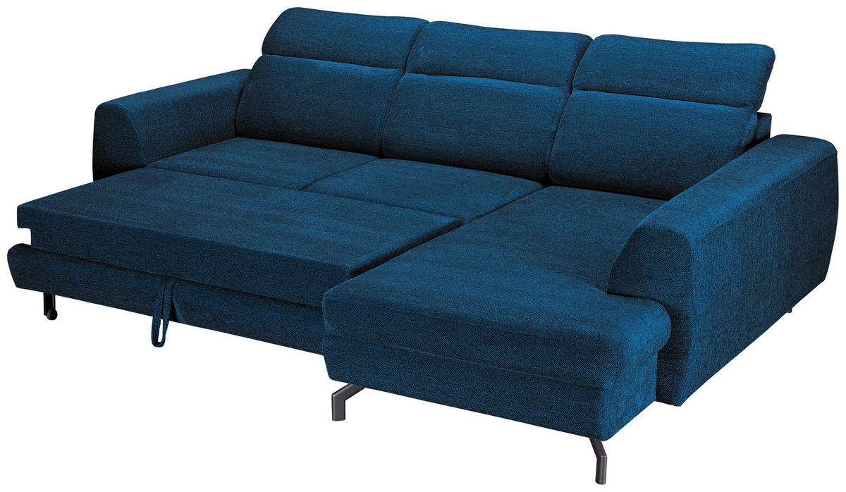 ECKSOFA Blau Chenille  - Blau/Schwarz, KONVENTIONELL, Textil/Metall (240/185cm) - Carryhome
