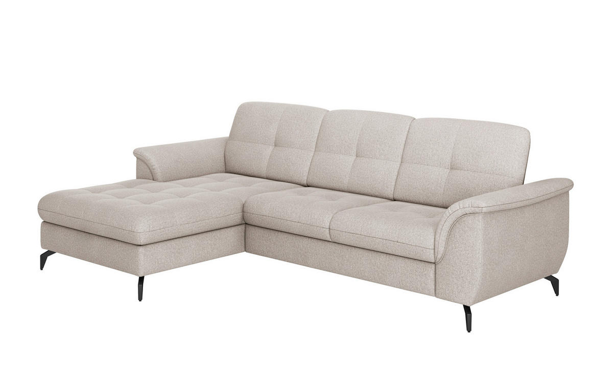ECKSOFA in Flachgewebe Greige  164/262 cm  - Greige/Schwarz, MODERN, Textil/Metall (164/262cm) - Sit & More