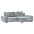 ECKSOFA in Cord Hellgrau  - Eichefarben/Hellgrau, KONVENTIONELL, Holz/Textil (276/177cm) - Carryhome