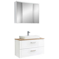 BADEZIMMER 4-teilig  in 90 cm  - Chromfarben/Eichefarben, MODERN, Glas/Keramik (90cm) - Sadena