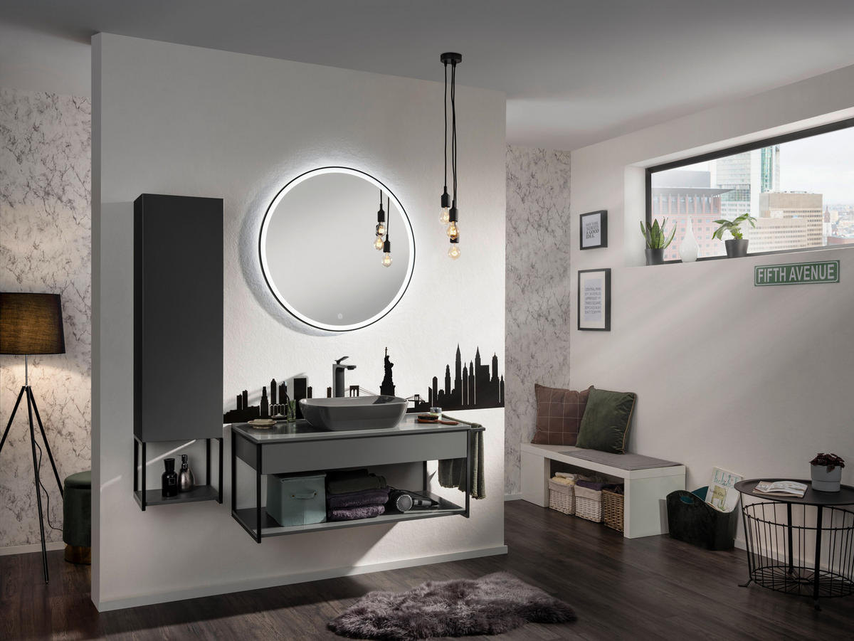 BADEZIMMERSPIEGEL 80/80/3,1 cm  - Schwarz, MODERN, Glas (80/80/3,1cm) - Voleo
