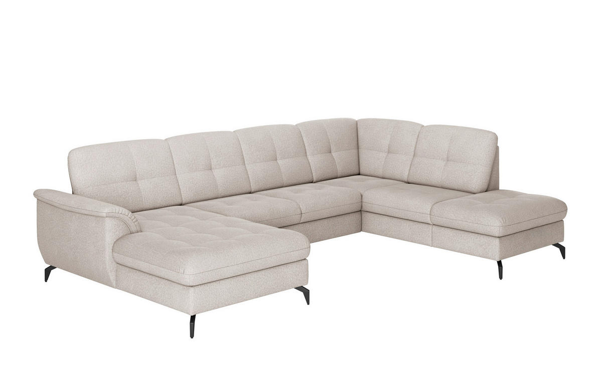WOHNLANDSCHAFT Greige Flachgewebe  - Greige/Schwarz, MODERN, Textil/Metall (164/319/212cm) - Sit & More