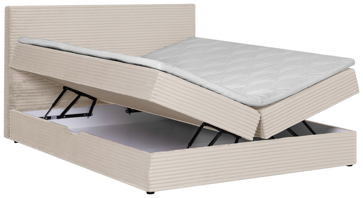 BOXBETT 140/200 cm  in Naturfarben  - Schwarz/Naturfarben, Trend, Kunststoff/Textil (140/200cm) - Boxxx