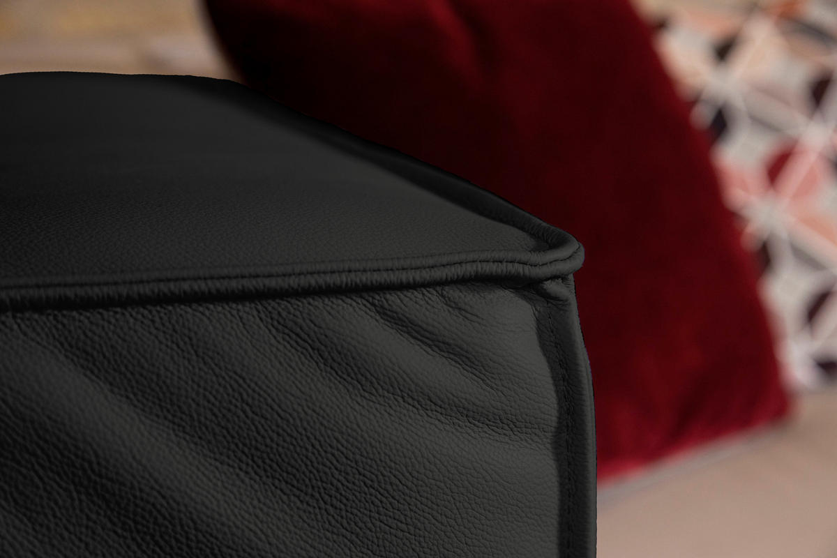 HOCKER in Leder Graphitfarben  - Schwarz/Graphitfarben, Modern, Leder/Kunststoff (120/39/60cm) - W.Schillig