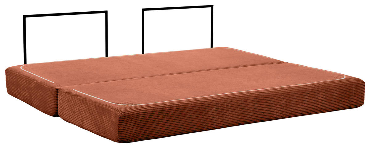 SCHLAFSOFA Cord Rostfarben  - Rostfarben, KONVENTIONELL, Textil/Metall (200/77/80cm) - Carryhome