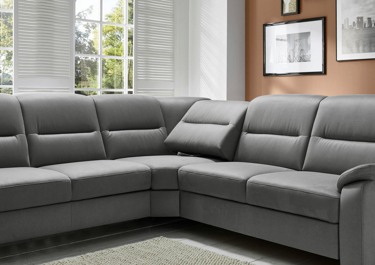 ROHOVÁ SEDACIA SÚPRAVA, textil, sivá - čierna/sivá, Konventionell, drevo/textil (245/303cm) - Beldomo Comfort