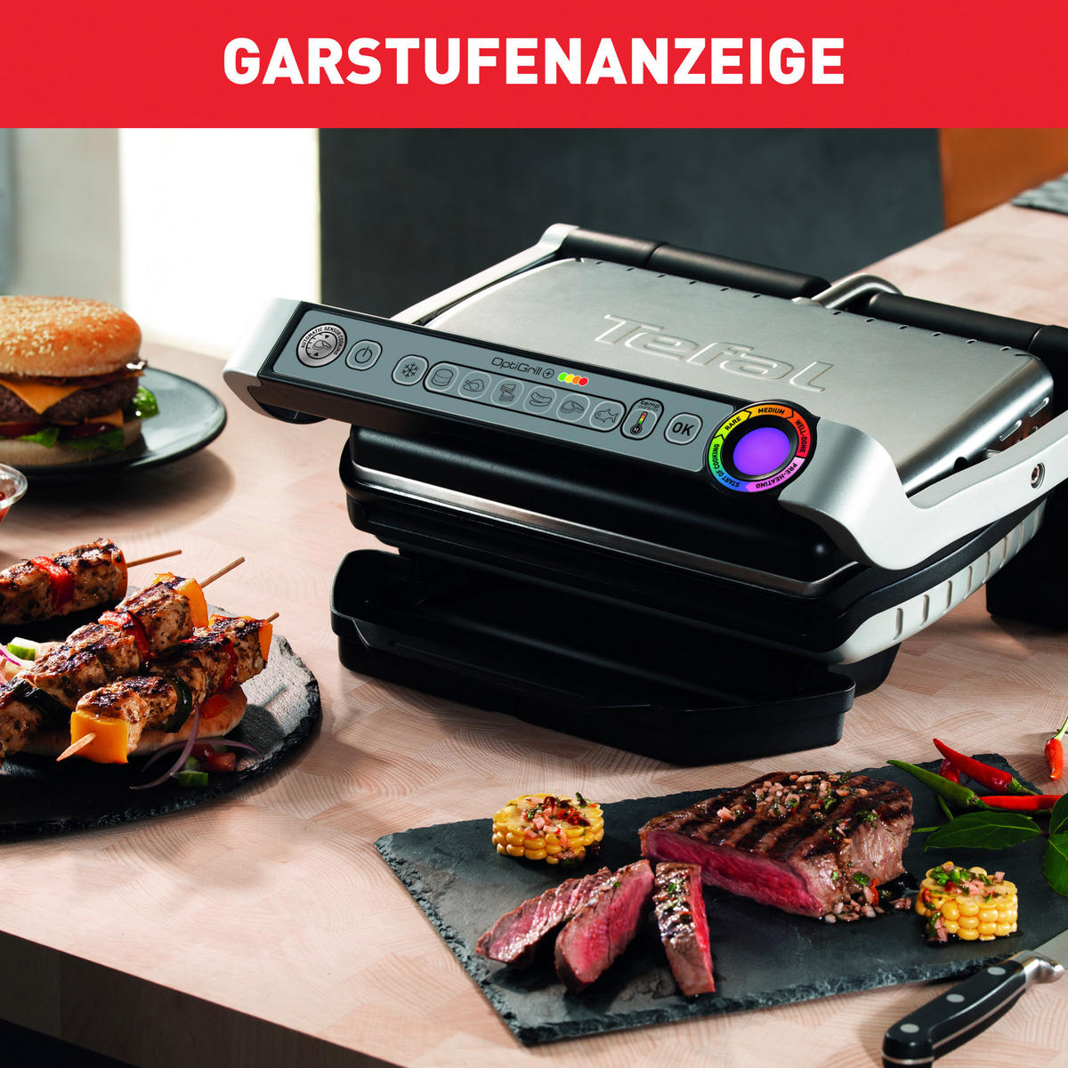 KONTAKTGRILL Optigrill+ GC712D  - Chromfarben/Schwarz, Basics (39,9/22,9/36,9cm) - Tefal