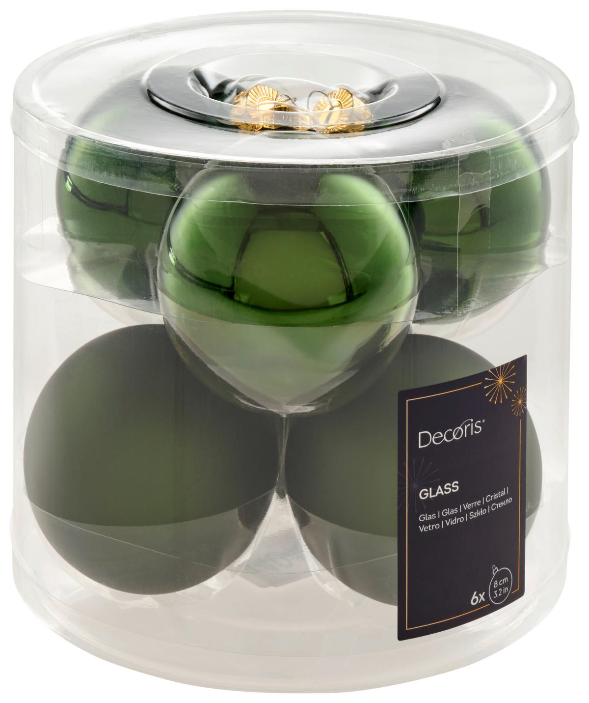 CHRISTBAUMKUGEL-SET 8 cm 6-teilig  - Pinienfarben, KONVENTIONELL, Glas (8cm)