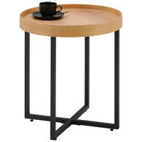 KISASZTAL fa, fém, faalapú anyag 50/50/55 cm   - tölgyfa színű/fekete, Design, faalapú anyag/fa (50/50/55cm) - Hom`in