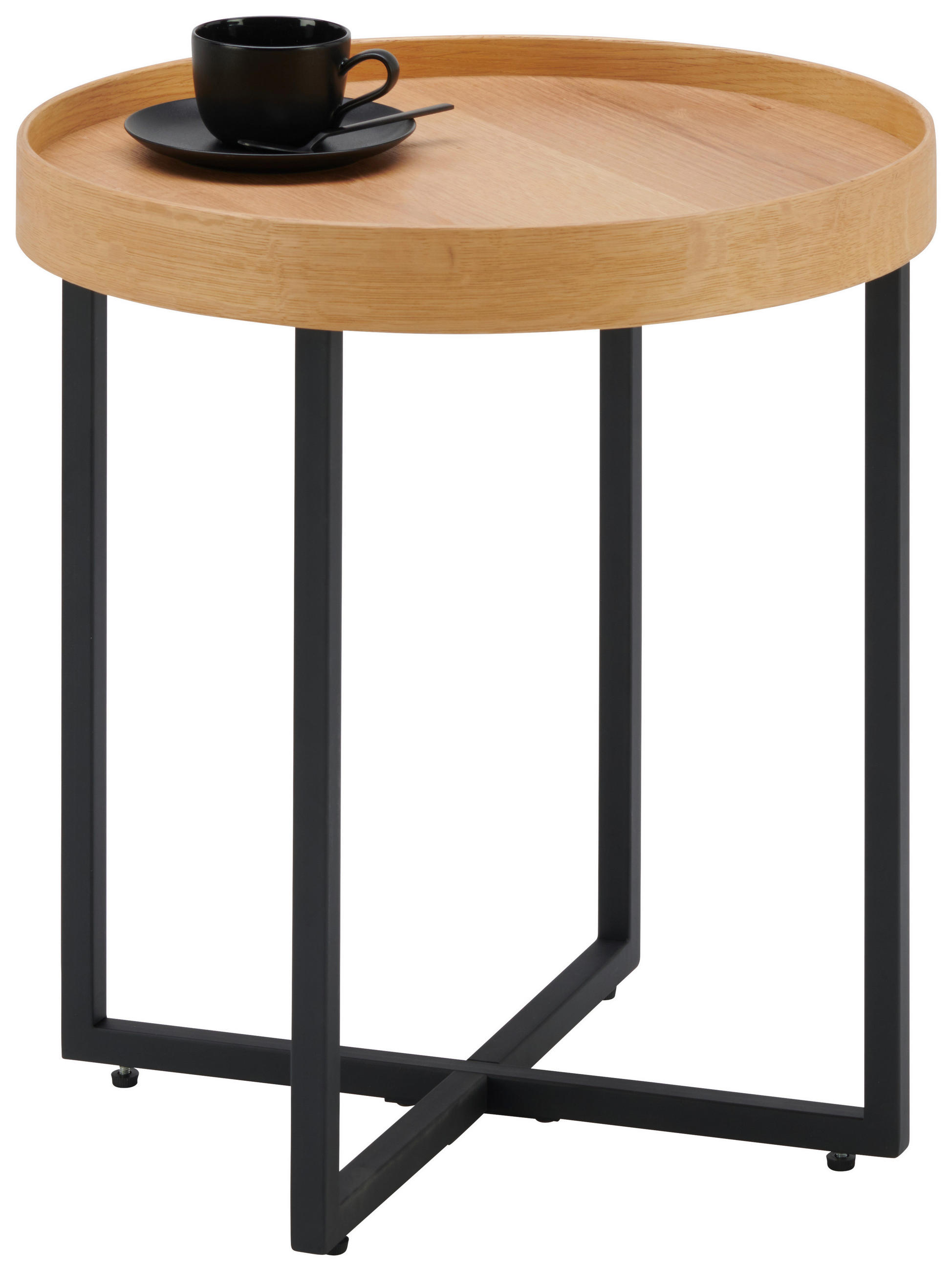 Hom`in Beistelltisch Schwarz, Eiche 50x55x50 cm
