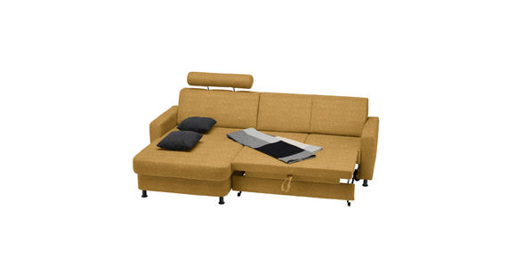 ECKSOFA in Webstoff Honig  165/257 cm  - Schwarz/Honig, Design, Kunststoff/Textil (165/257cm) - Xora