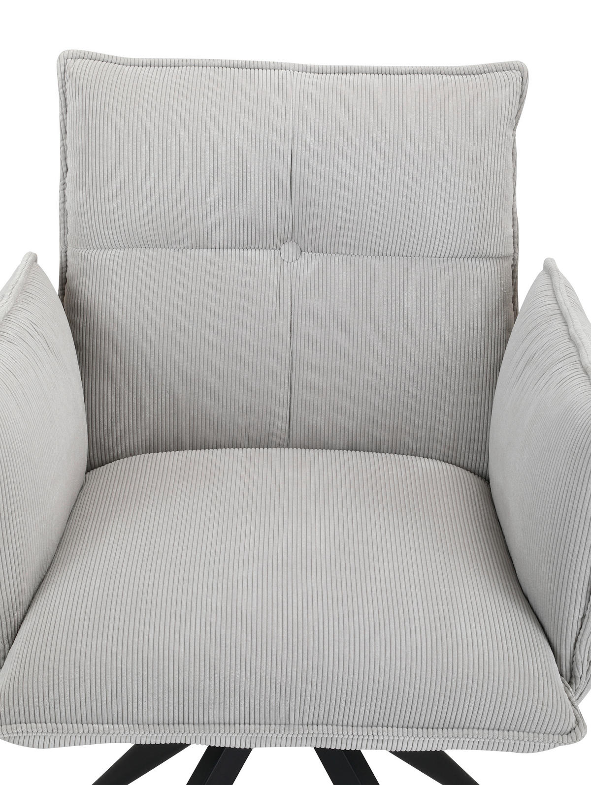 ARMLEHNSTUHL  in Eisen Cord  - Hellgrau/Schwarz, Design, Textil/Metall (63,5/85/63,5cm) - Novel
