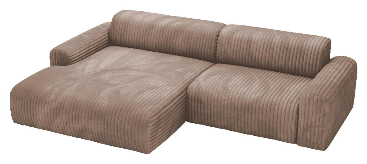ECKSOFA Cappuccino Cord  - Schwarz/Cappuccino, Design, Kunststoff/Textil (178/292cm) - home24