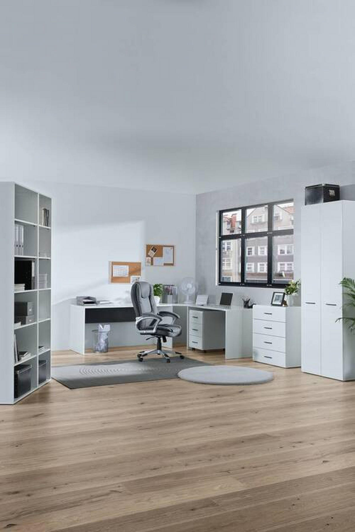 SKRINKA NA DOKUMENTY, antracitová, biela, biela s vysokým leskom, 75/185,6/41,6 cm - biela/biela s vysokým leskom, Basics, kompozitné drevo (75/185,6/41,6cm) - Hom`in