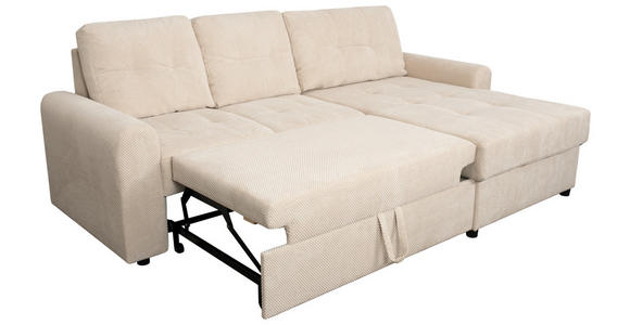 ECKSOFA in Chenille Creme  - Creme/Schwarz, KONVENTIONELL, Kunststoff/Textil (232/153cm) - Carryhome