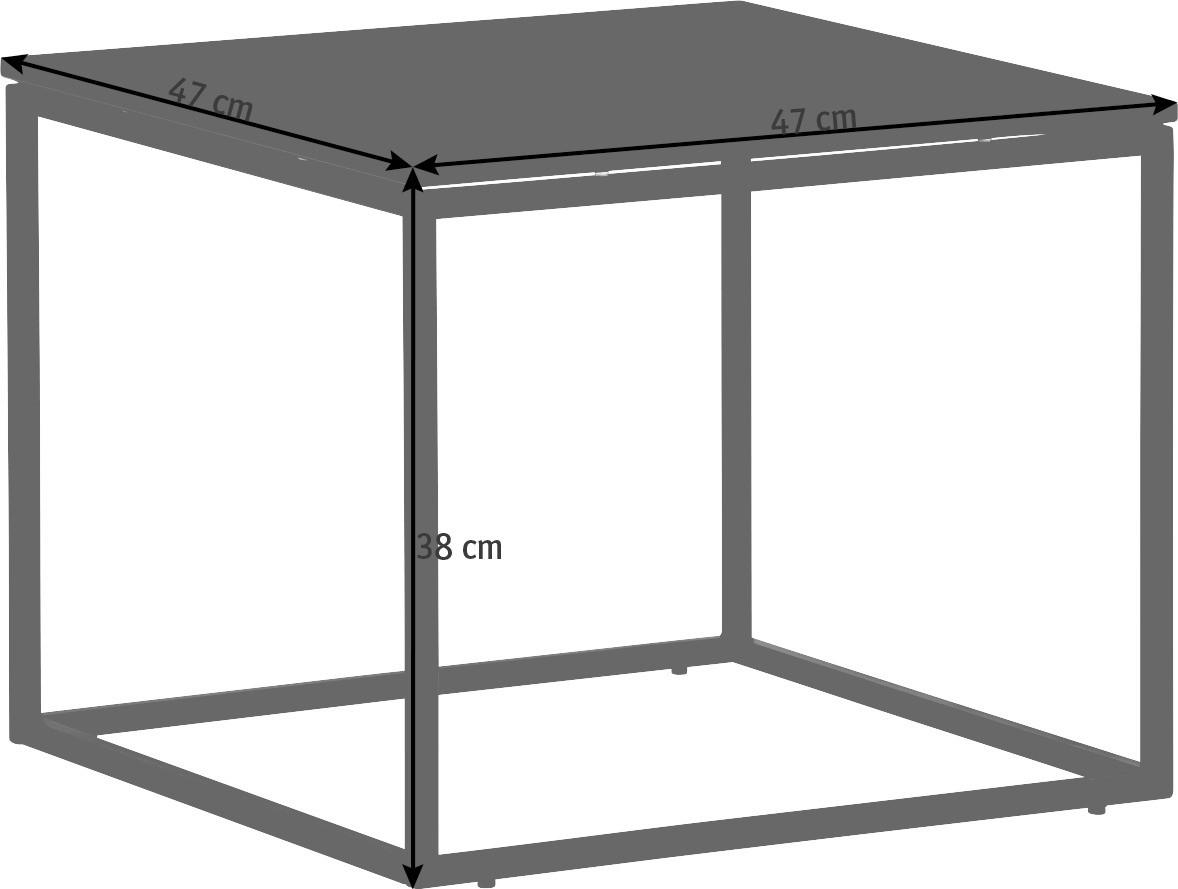 COUCHTISCH in Metall, Glas 47/47/38 cm  - Anthrazit, Design, Glas/Metall (47/47/38cm) - Novel