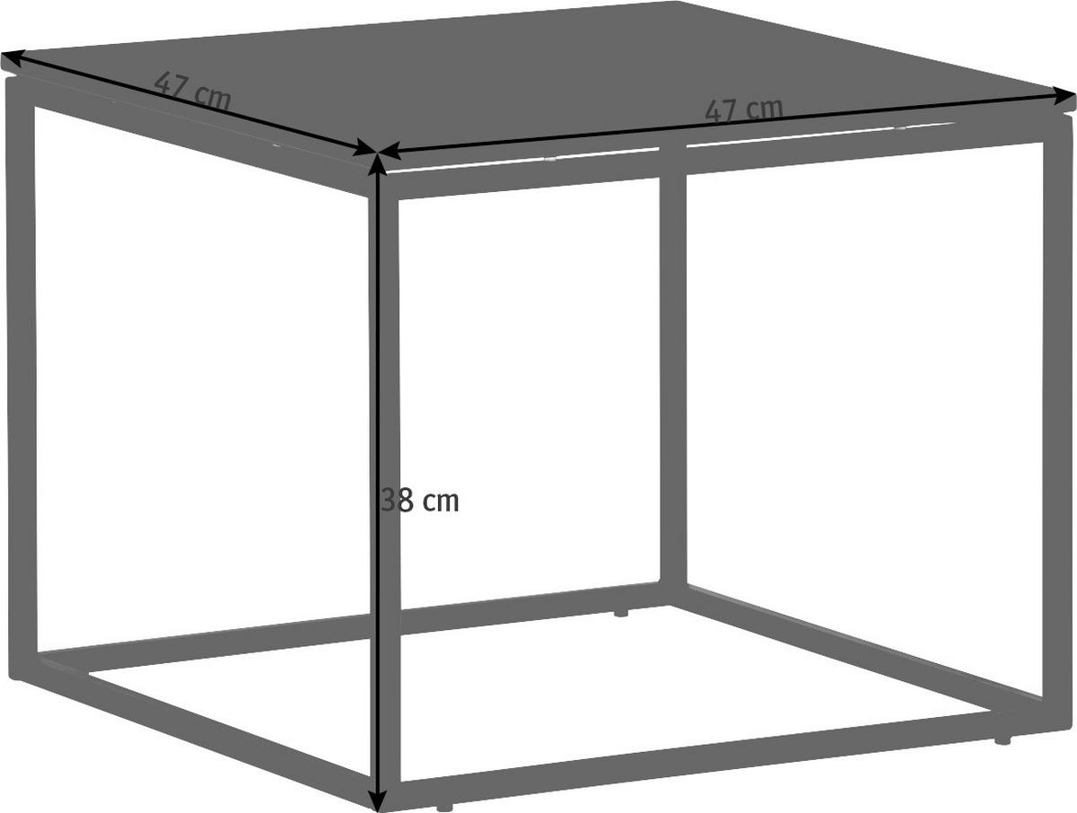 COUCHTISCH in Metall, Glas 47/47/38 cm  - Anthrazit, Design, Glas/Metall (47/47/38cm) - Novel