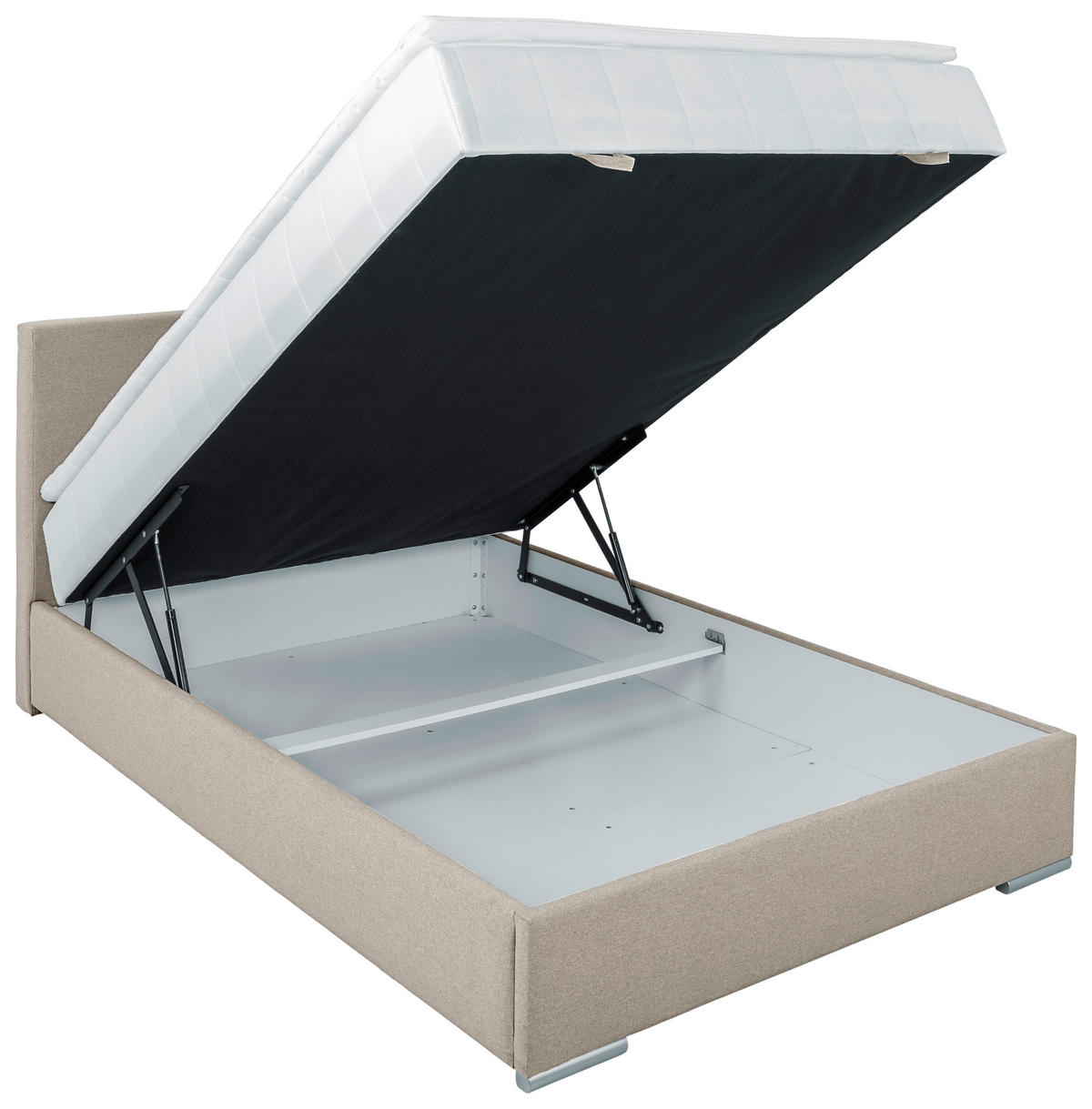 BOXBETT 90/200 cm  in Sandfarben  - Sandfarben/Chromfarben, Konventionell, Kunststoff/Textil (90/200cm) - Carryhome
