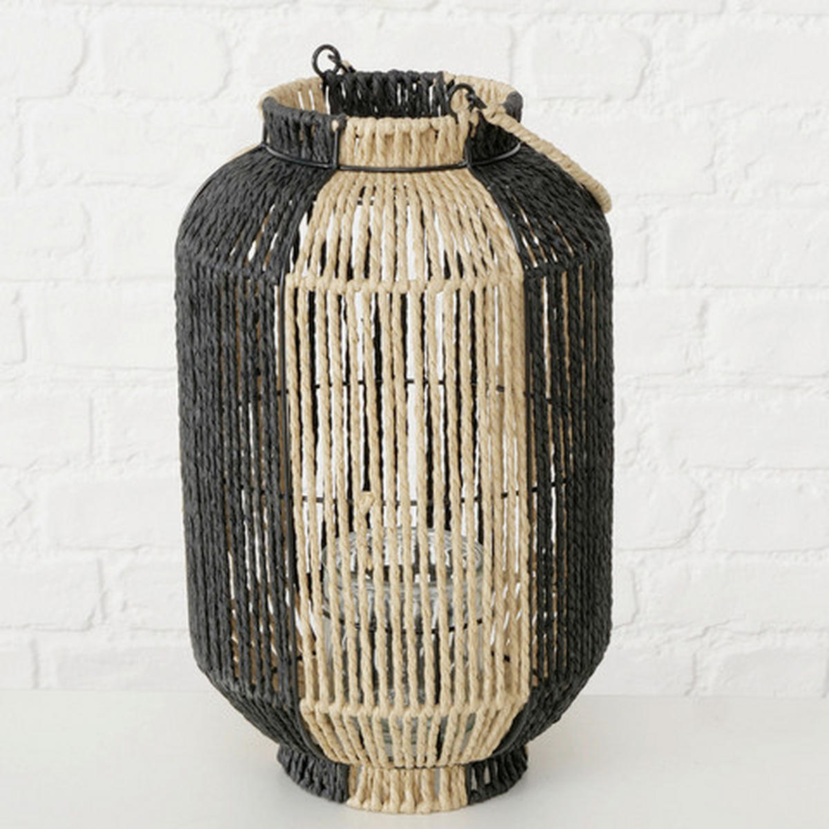 WINDLICHT Naturfarben, Schwarz 25/40 cm  - Schwarz/Naturfarben, Basics, Holz/Metall (25/40cm) - Boltze Home