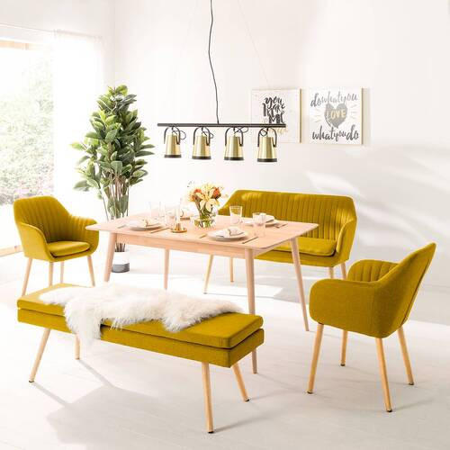 ARMLEHNSTUHL in Webstoff - Currygelb/Eichefarben, MODERN, Holz/Textil (57/83/61cm) - home24