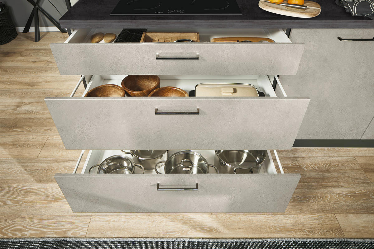 ECKKÜCHE 220/120 cm  in Graphitfarben, Schwarz, Sandfarben  - Sandfarben/Schwarz, Design, Holzwerkstoff/Metall (220/120cm) - Xora