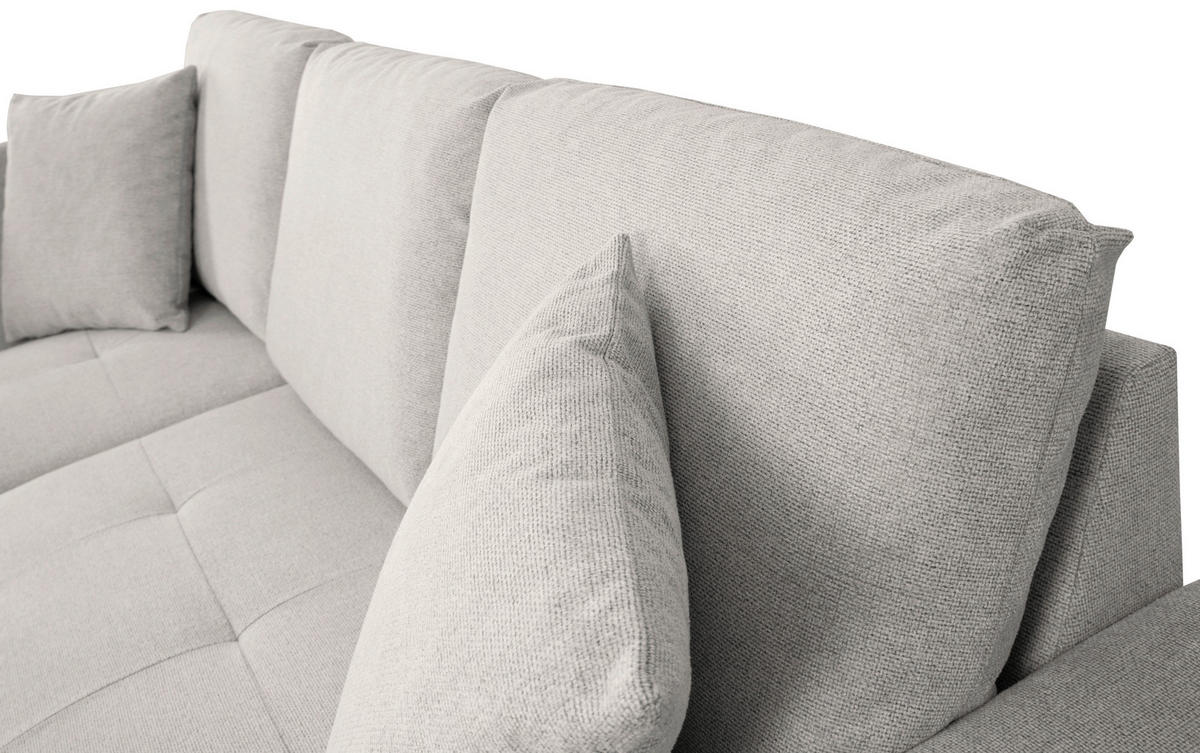 ECKSOFA LUKAS Creme Struktur Zierkissen, Bettkasten  - Creme, Trend, Textil (158/239cm) - P & B
