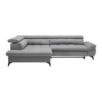 ECKSOFA in Chenille Hellgrau  - Hellgrau/Schwarz, Modern, Textil/Metall (201/296cm) - Livetastic