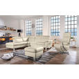 ECKSOFA in Echtleder Creme  - Creme/Alufarben, Design, Leder/Metall (242/271cm) - Cantus