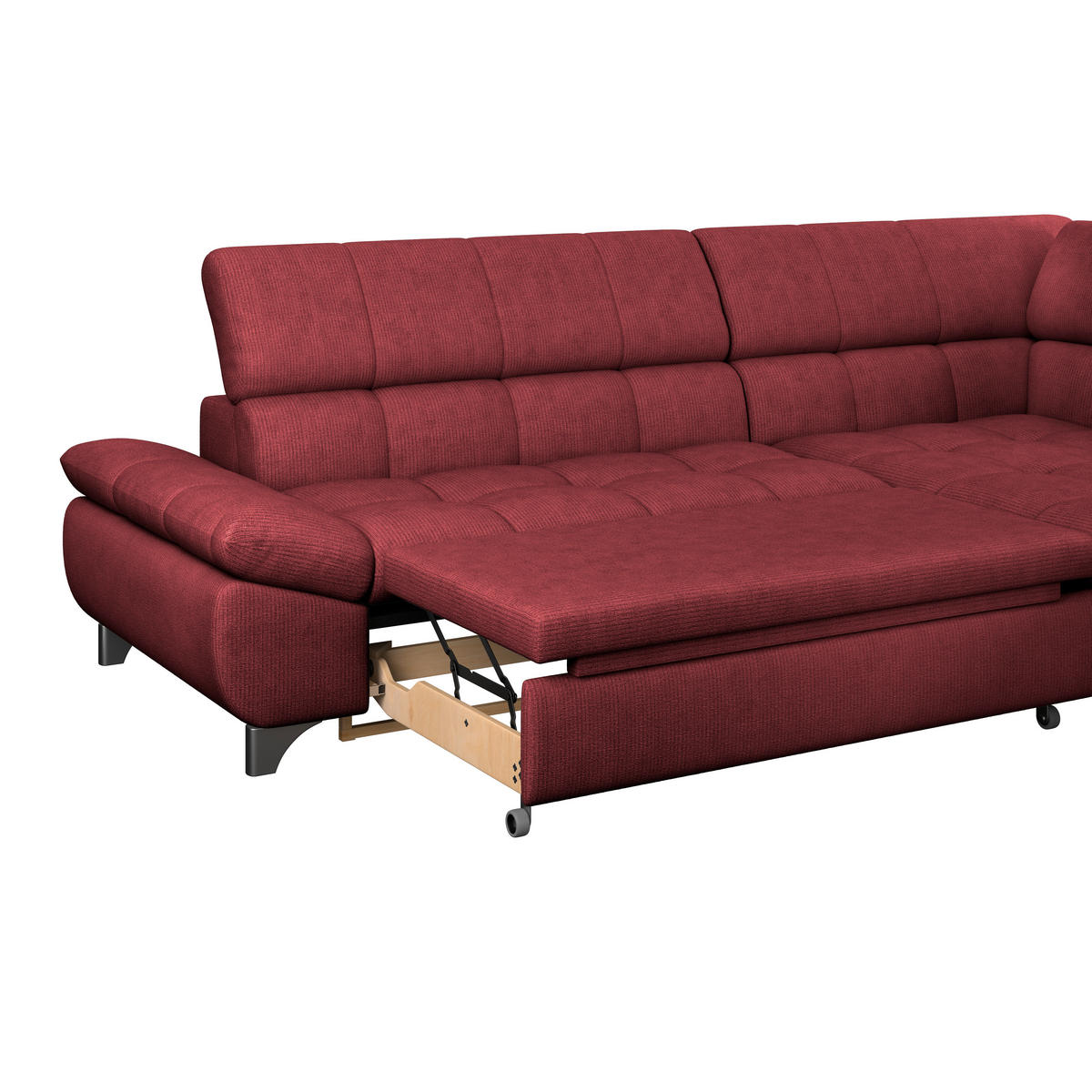 ECKSOFA Bordeaux Chenille  - Chromfarben/Bordeaux, KONVENTIONELL, Textil/Metall (312/234cm) - Livetastic