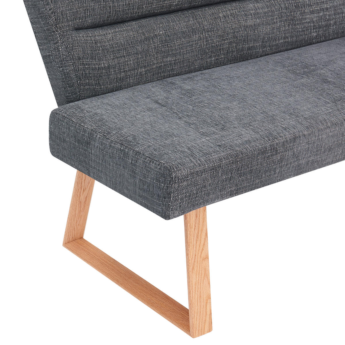 SITZBANK 180/82/61 cm Leinenoptik Eichefarben, Dunkelgrau Eiche massiv  - Eichefarben/Dunkelgrau, MODERN, Holz/Textil (180/82/61cm) - Livetastic