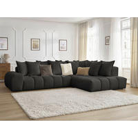 ECKSOFA Ottomane rechts  EVEREST Schwarz Struktur  - Schwarz, MODERN, Kunststoff/Textil (352/210cm) - Livetastic