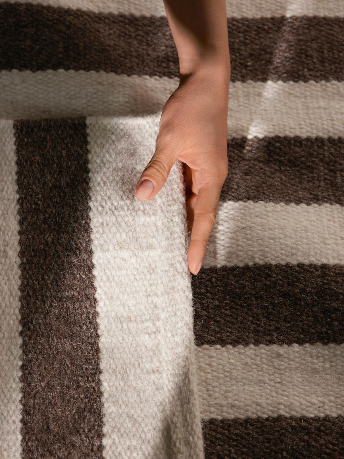 HANDWEBTEPPICH 200/300 cm Vika Weiß, Dunkelbraun rechteckig  - Dunkelbraun/Weiß, Basics, Textil (200/300cm) - Hanse Home