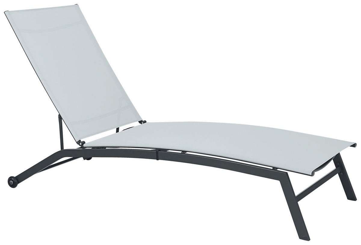 SONNENLIEGE 195/90/63 cm  - Anthrazit/Weiß, Basics, Metall (195/90/63cm) - Ambia Garden