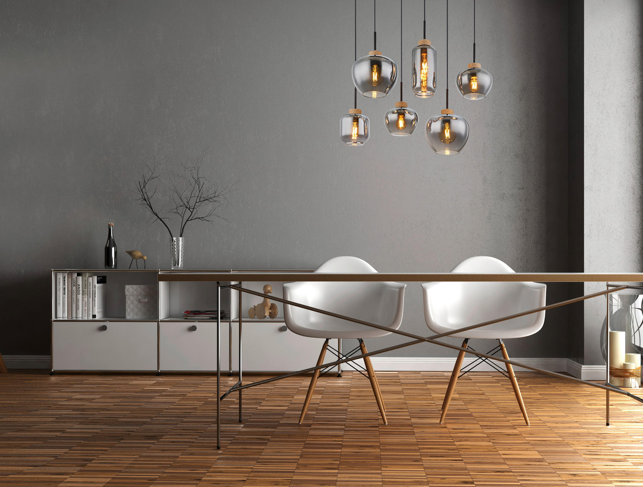 HÄNGELEUCHTE 80/40/120 cm   - Schwarz/Naturfarben, Design, Glas/Textil (80/40/120cm) - Globo