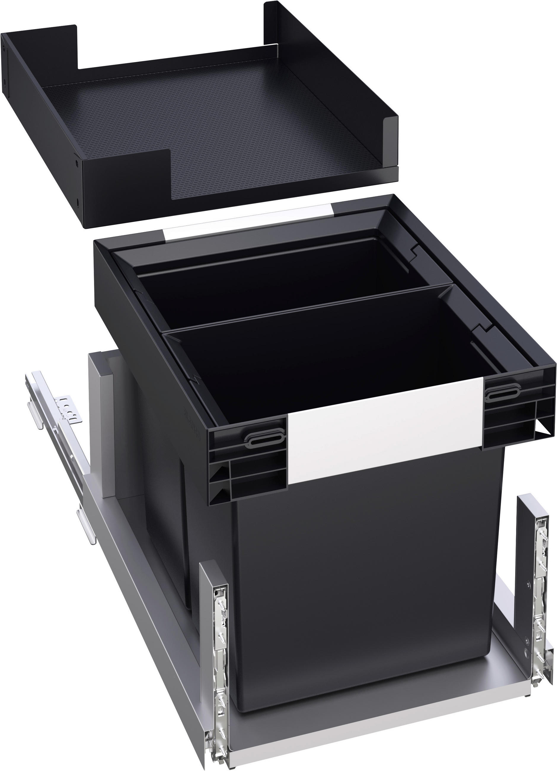 ABFALLSAMMLER 2x 13 l  Metall, Kunststoff  - Edelstahlfarben/Schwarz, Basics, Kunststoff/Metall (35,2/44,2/45,1cm) - Blanco