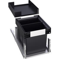 ABFALLSAMMLER 2x 13 l  Metall, Kunststoff  - Edelstahlfarben/Schwarz, Basics, Kunststoff/Metall (35,2/44,2/45,1cm) - Blanco