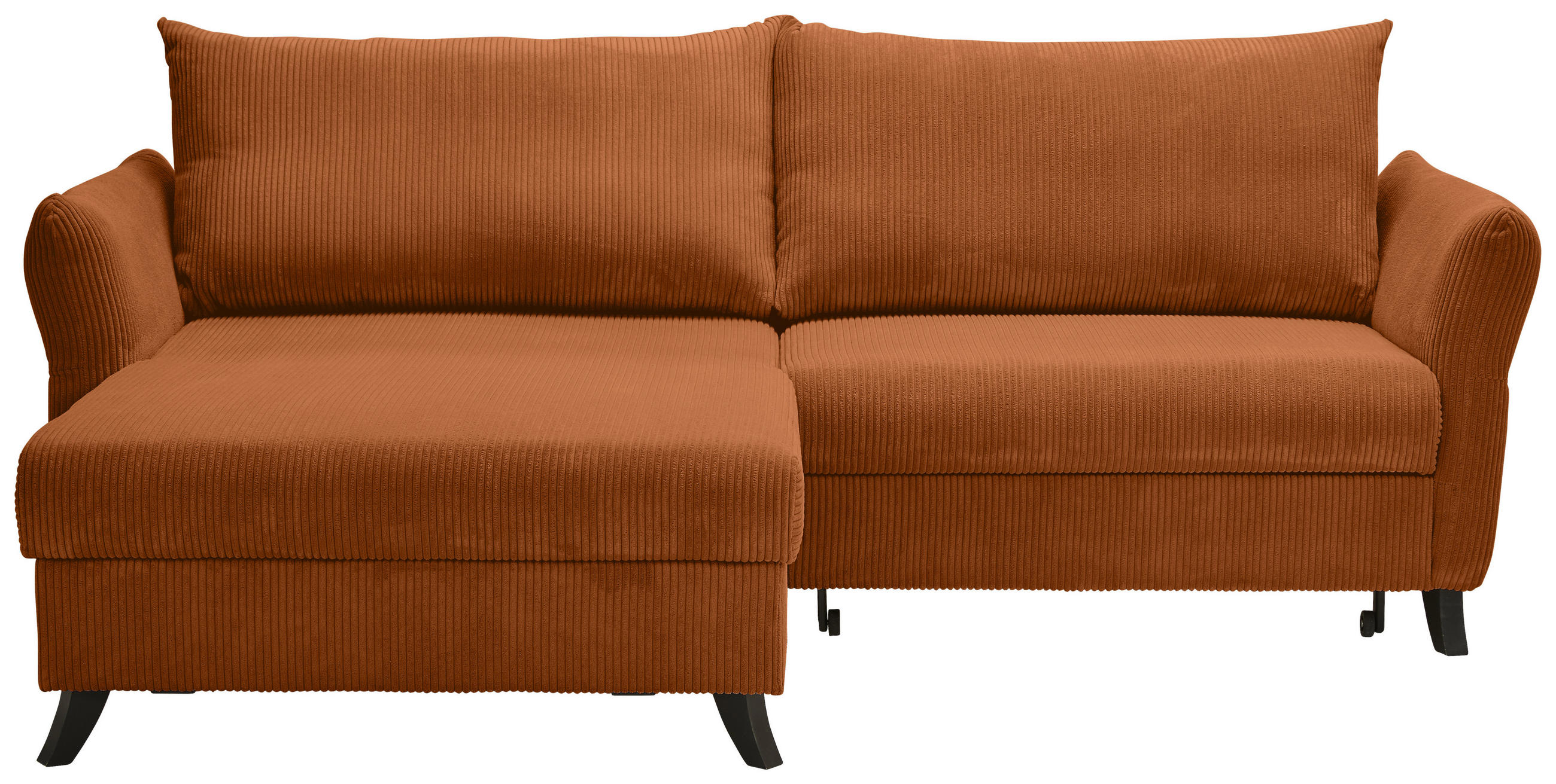 ECKSOFA in Cord Rostfarben  - Rostfarben/Schwarz, Romantik / Landhaus, Holz/Textil (245/159cm) - Stylife