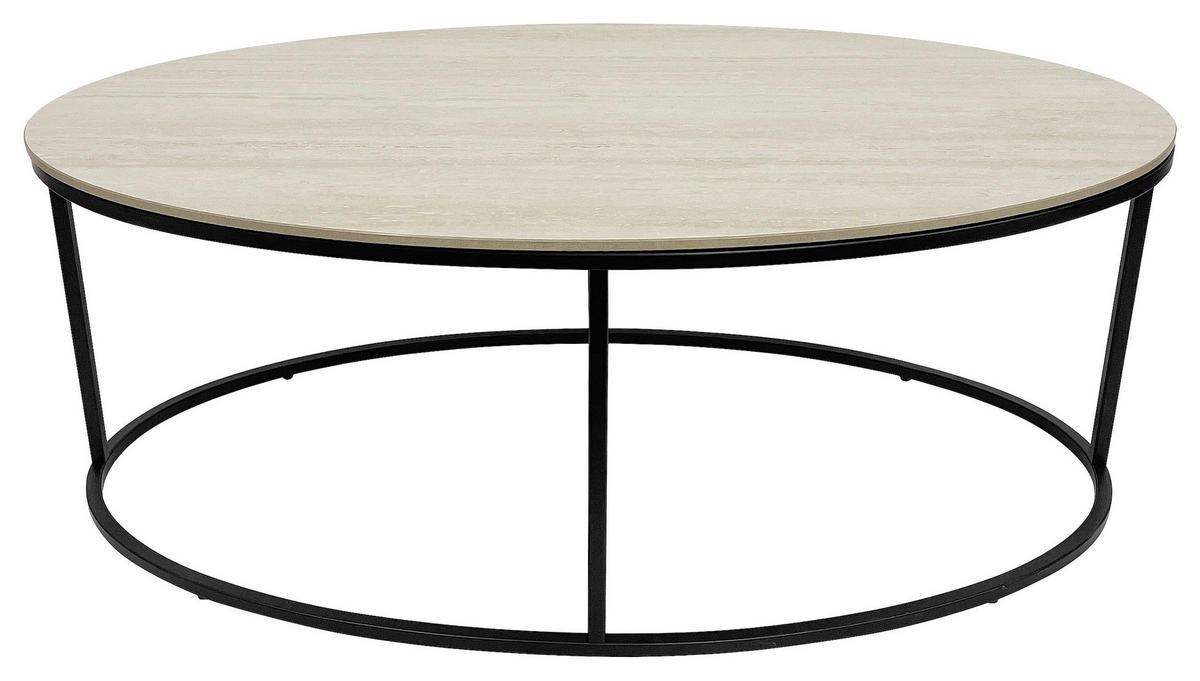 COUCHTISCH in Metall, Keramik 110/60/42 cm  - Creme/Schwarz, Design, Keramik/Metall (110/60/42cm) - Xora