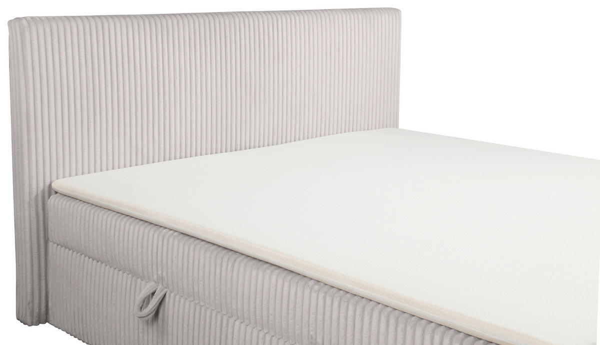 BOXBETT 180/200 cm,  in Grau, gepolstertes Kopfteil, Bettkasten, Topper, Matratzen, H3 + H3 = fest  - Schwarz/Grau, Basics, Kunststoff/Textil (180/200cm) - Chameo